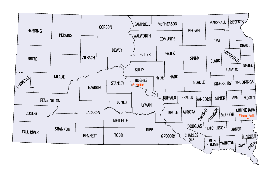 South Dakota County Map