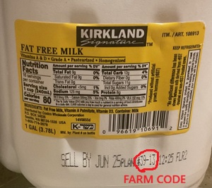 cOSTCO MILK LABEL