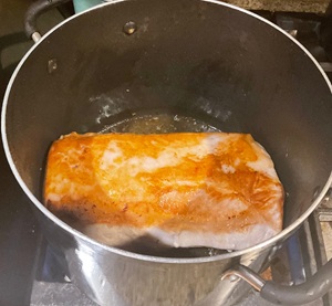 Searing the pork