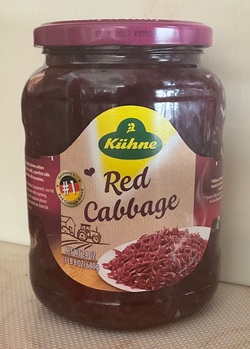 Store-bought German red cabbage with apples